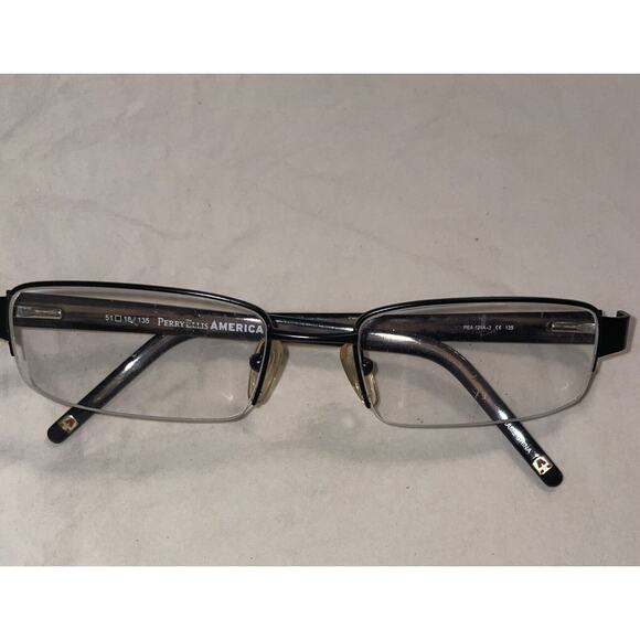 Perry Ellis America PEA 124A-2 51-19-145 Black Brown Half Rimless Y821 - Picture 1 of 6